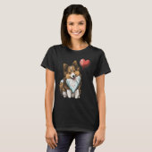 Shetland Sheepdog Love Heart Valentines Day on She Tシャツ (正面フル)