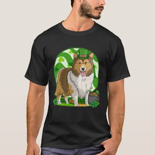 Shetland Sheepdog Lucky Leprechaun Dog St Patricks Tシャツ (正面)