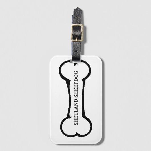 Shetland Sheepdog Name Bone ラゲッジタグ (正面縦)