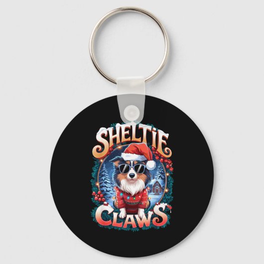 Shetland Sheepdog Owner Costume Sheltie Claws Chri キーホルダー (正面)
