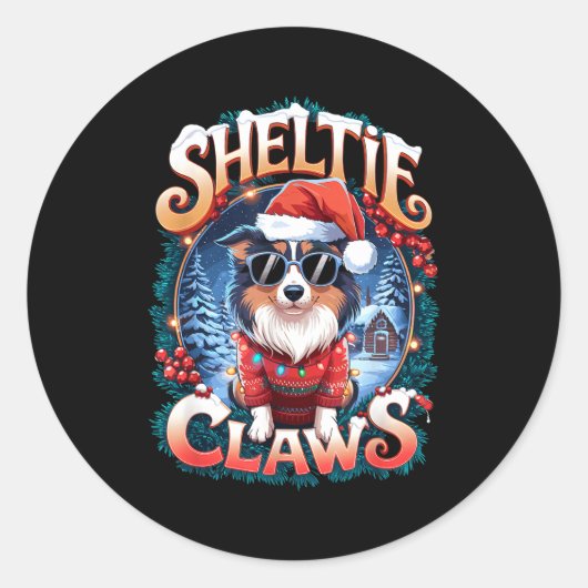 Shetland Sheepdog Owner Costume Sheltie Claws Chri ラウンドシール (正面)