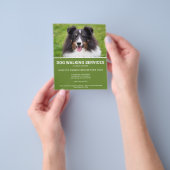 Shetland Sheepdog Photo Green Dog Walker Template チラシ (手)