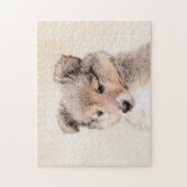 Shetland Sheepdog Puppy Painting Original Dog Art ジグソーパズル (縦)