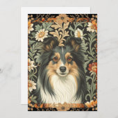 Shetland Sheepdog Sheltie Garden Tapestry Invites サンキューカード (正面/裏面)