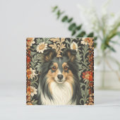 Shetland Sheepdog Sheltie Garden Tapestry Invites サンキューカード (スタンド正面)