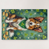 Shetland Sheepdog St Patrick’s Day Lucky Dog ジグソーパズル (横)