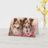 Shetland Sheepdog Valentine's Day カード (黄色い花)