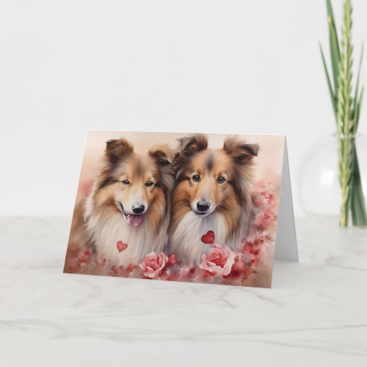 Shetland Sheepdog Valentine's Day カード (正面)