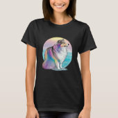 Shetland Sheepdog Vaporwave Retrowave Aesthetic Tシャツ (正面)