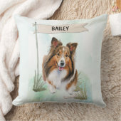 Shetland Sheepdog Watercolor Personalized Dog クッション (ブランケット)