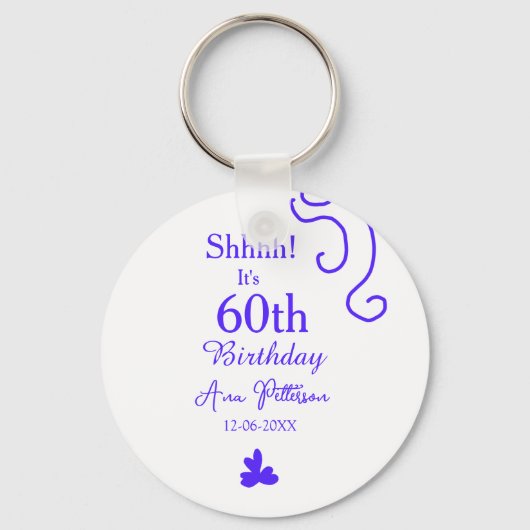 Shhそれは60歳の誕生日の追加の名前パープルスペインの r キーホルダー (正面)