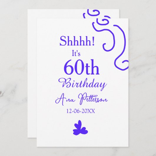 Shhそれは60歳の誕生日の追加の名前パープルスペインの r シーズンカード (正面/裏面)