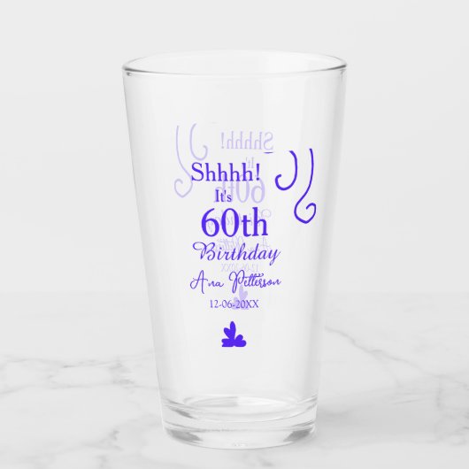 Shhそれは60歳の誕生日の追加の名前パープルスペインの r タンブラーグラス (正面)
