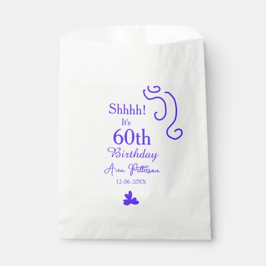 Shhそれは60歳の誕生日の追加の名前パープルスペインの r フェイバーバッグ (正面)