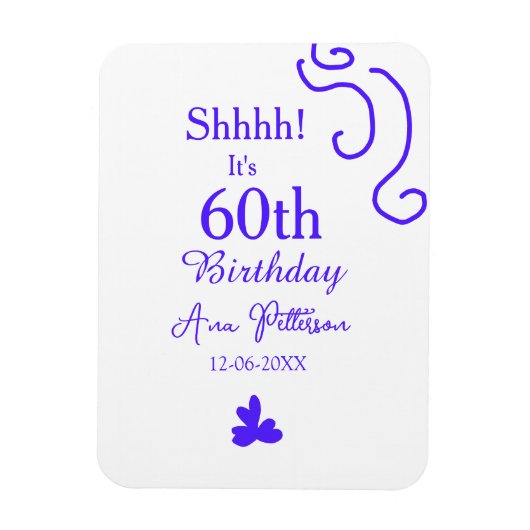 Shhそれは60歳の誕生日の追加の名前パープルスペインの r マグネット (縦)