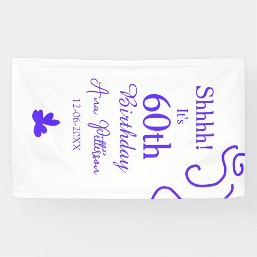 Shhそれは60歳の誕生日の追加の名前パープルスペインの r 横断幕 (横)