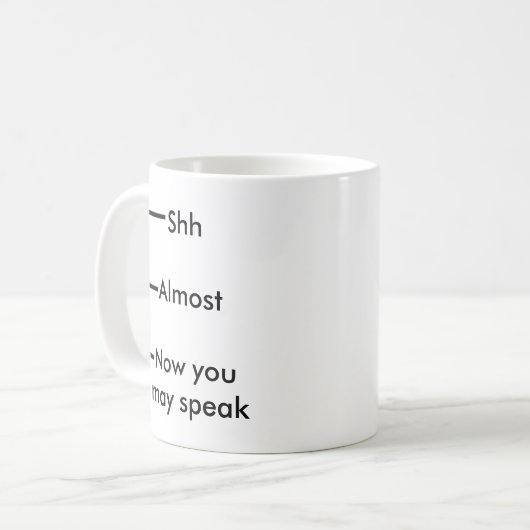Shhほとんど今おもしろい話すことができます コーヒーマグカップ (正面左)
