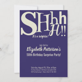 Shhサプライズの誕生日パーティー大人ブルー 招待状