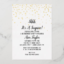 Shhサプライズ紙吹雪退職金ゴールド 箔招待状