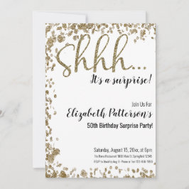 Shhサプライズ誕生日パーティー金ゴールド大人 招待状