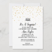 Shhサプライズ金ゴールド紙吹雪退職 招待状 (正面)