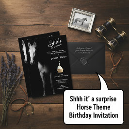 Shh驚きの馬の彼らの誕生日 招待状