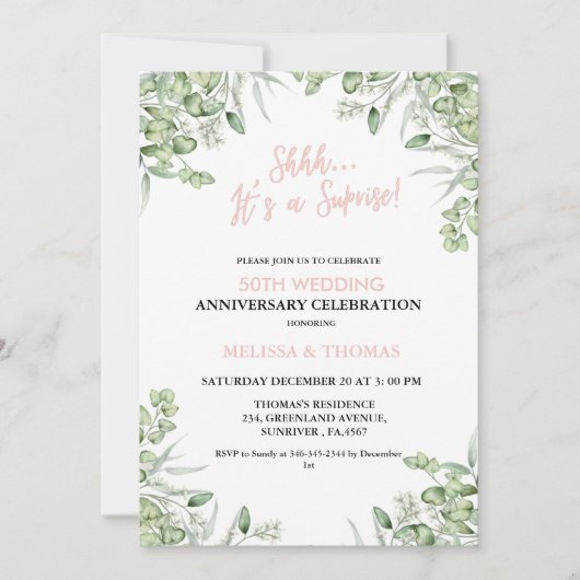 Shh50周年は驚結婚きだ 招待状 (正面)