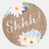 Shh! びっくりパーティのためのバーラップのレースの封筒用シール ラウンドシール (正面)