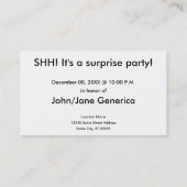 shh! びっくりパーティの漫画の泡 名刺 (裏面)