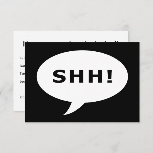 SHH! 話す泡 招待状 (正面/裏面)
