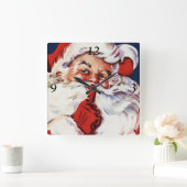 SHH Hを言っているサンタクロース スクエア壁時計 (ホーム)