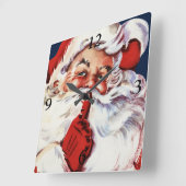 SHH Hを言っているサンタクロース スクエア壁時計 (傾斜)