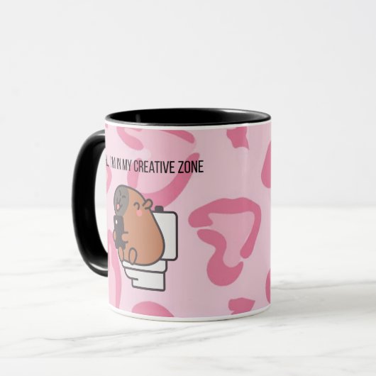 Shh… I’m in My Creative Zone | Funny Capybara Coff マグカップ (正面左)