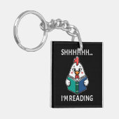 Shh I'm 読's Book'読 Chicken Book Lover キーホルダー (正面左)