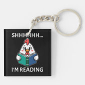 Shh I'm 読's Book'読 Chicken Book Lover キーホルダー (裏面)