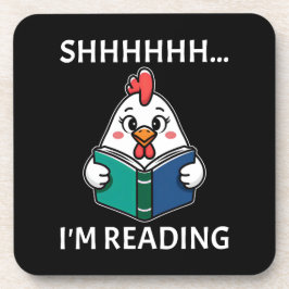 Shh I'm 読's Book'読 Chicken Book Lover コースター