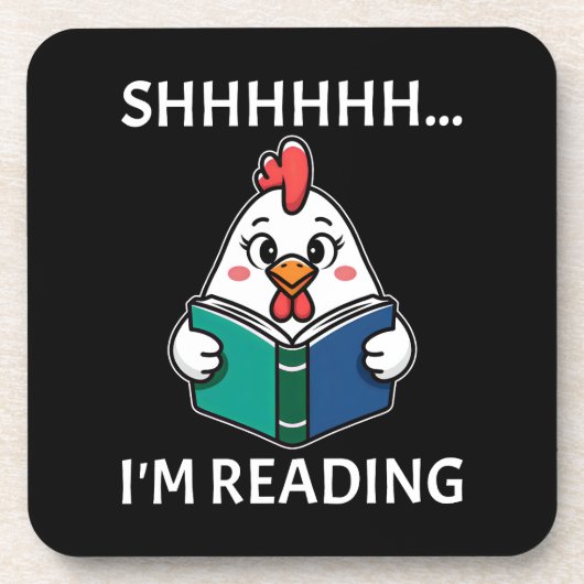 Shh I'm 読's Book'読 Chicken Book Lover コースター (正面)