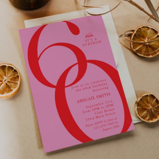 Shh It's a Surprise 60th Birthday Party 招待状