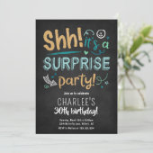 Shh It's A Surprise Birthday Party Invitation 招待状 (スタンド正面)