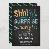 Shh It's A Surprise Birthday Party Invitation 招待状 (正面/裏面)