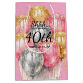 Shh Surprise Birthday Party ミディアムペーパーバッグ (正面)