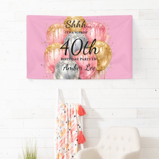 Shh Surprise Birthday Party 横断幕 (インサイチュ)