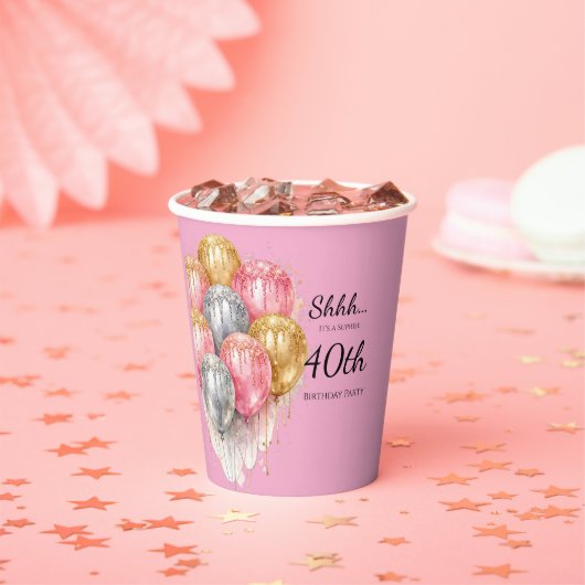 Shh Surprise Birthday Party 紙コップ (インサイチュ)