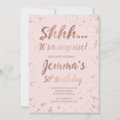 Shhhばら色の金ゴールドの紙吹雪の赤面の第30誕生日 招待状 (正面)