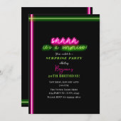 Shhhサプライズパーティーネオンピンク緑のライト 招待状 (正面/裏面)