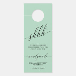 Shhhセージ緑の書道は邪魔しない結婚の ドアノブサイン