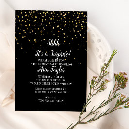 Shhhブラック金ゴールドのパーティー紙吹雪 招待状