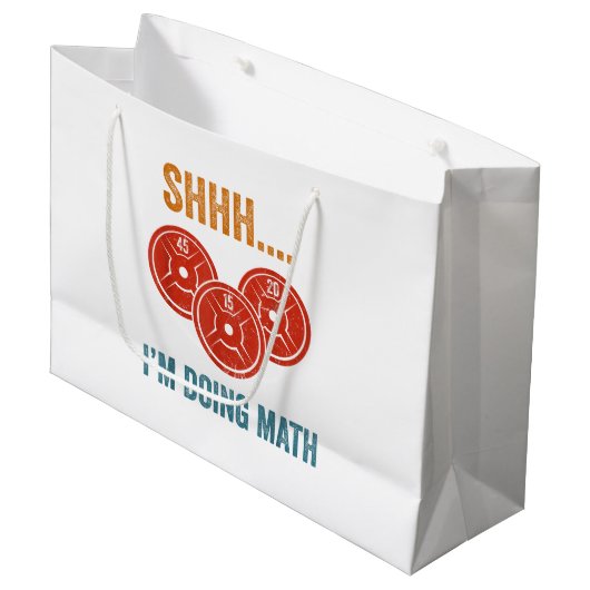 Shhh私は数学の重さを持ち上げるジムDeaを行っている ラージペーパーバッグ (正面アングル)