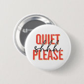 Shhh静か(オレンジか黒) 缶バッジ (正面&裏面)