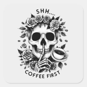 Shhh...コーヒーファーストスカルシール スクエアシール